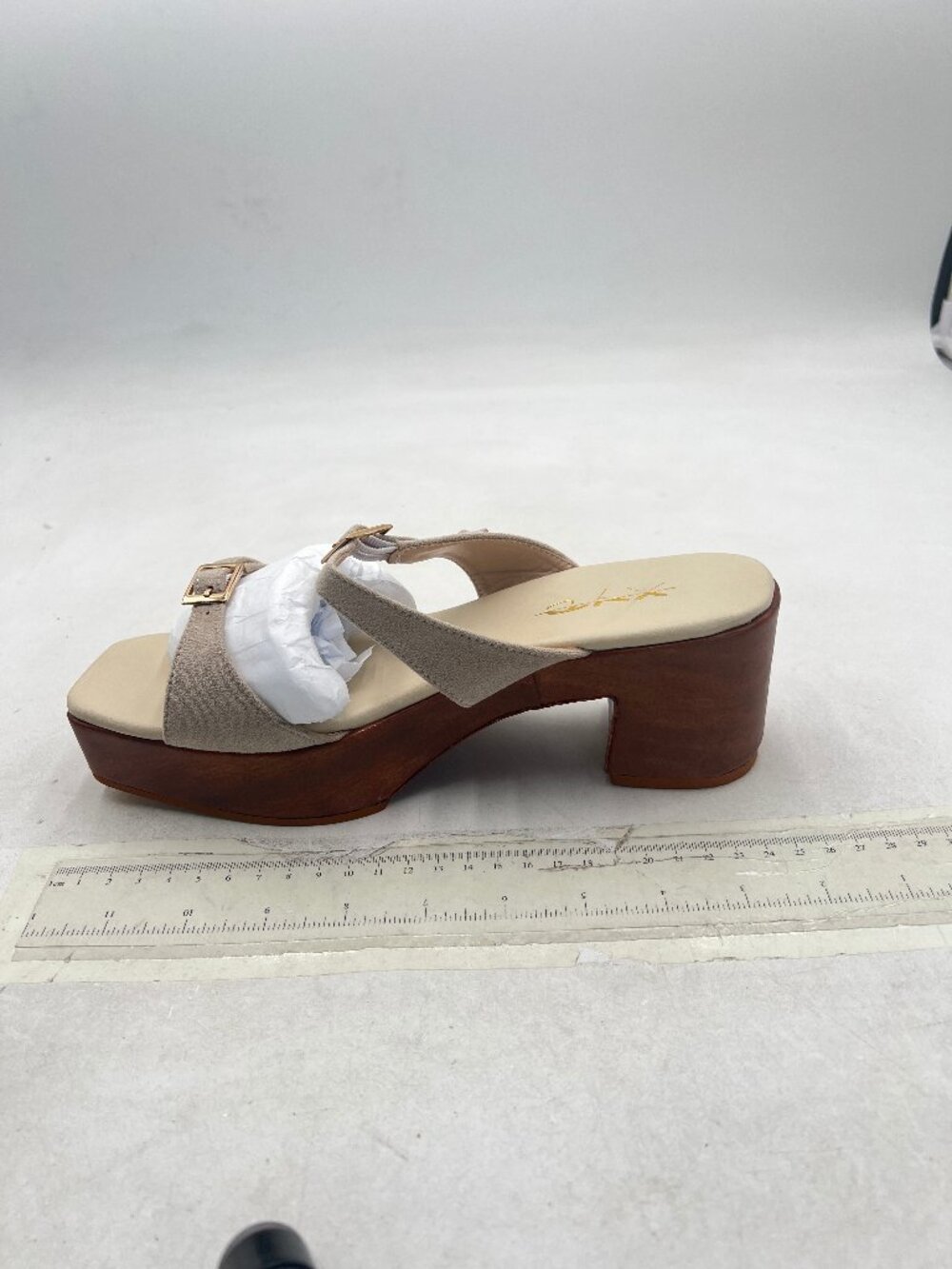 XYD White Open Toe Chunky Heel Mules Strap Buckle Slip On Slide Sandals Shoes